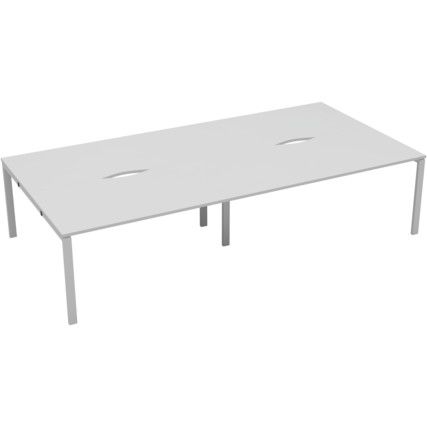 4 PERSON DOUBLE BENCH DESK 1200x800mm EACH - WHITE/WHITE