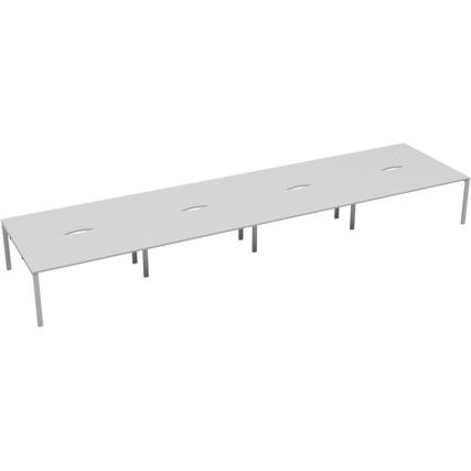 8 PERSON DOUBLE BENCH DESK 1200x800mm EACH - WHITE/WHITE