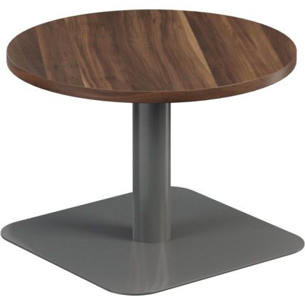 600mm CIRCULAR LOW CONTRACT TABLE - SILVER/DARK WALNUT