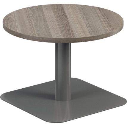 600mm CIRCULAR LOW CONTRACT TABLE - SILVER/GREY OAK