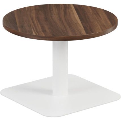 600mm CIRCULAR LOW CONTRACT TABLE - WHITE/DARK WALNUT