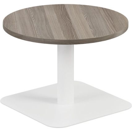 600mm CIRCULAR LOW CONTRACT TABLE - WHITE/GREY OAK