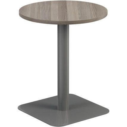 600mm CIRCULAR MID CONTRACT TABLE - SILVER/GREY OAK