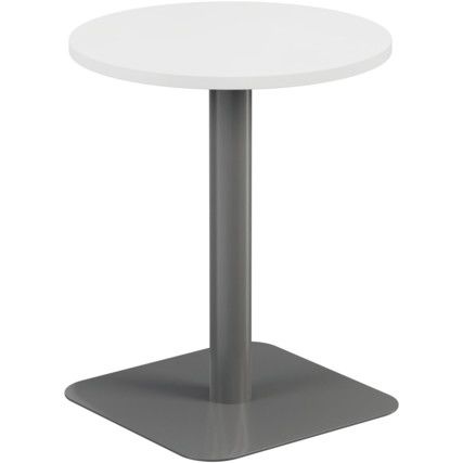 600mm CIRCULAR MID CONTRACT TABLE - SILVER/WHITE