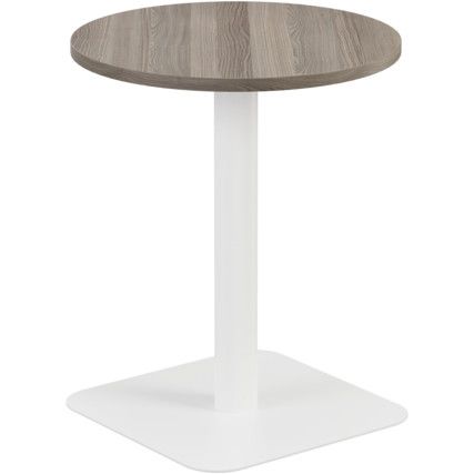 600mm CIRCULAR MID CONTRACT TABLE - WHITE/GREY OAK