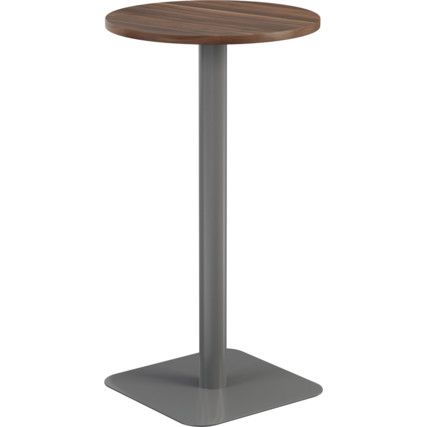 600mm CIRCULAR HIGH CONTRACT TABLE - SILVER/DARK WALNUT