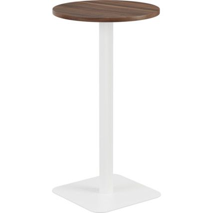 600mm CIRCULAR HIGH CONTRACT TABLE - WHITE/DARK WALNUT