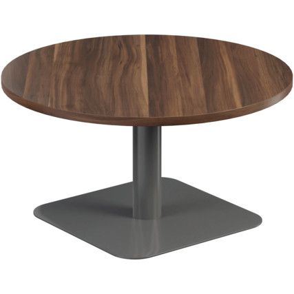 800mm CIRCULAR LOW CONTRACT TABLE - SILVER/DARK WALNUT