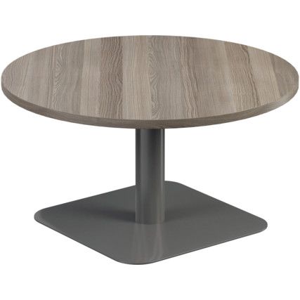 800mm CIRCULAR LOW CONTRACT TABLE - SILVER/GREY OAK