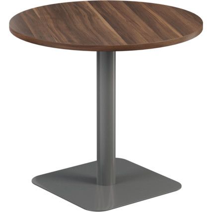 800mm CIRCULAR MID CONTRACT TABLE - SILVER/DARK WALNUT