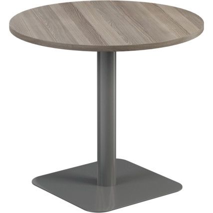 800mm CIRCULAR MID CONTRACT TABLE - SILVER/GREY OAK