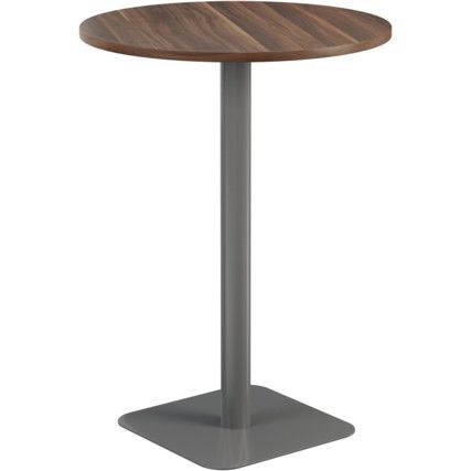 800mm CIRCULAR HIGH CONTRACT TABLE - SILVER/DARK WALNUT