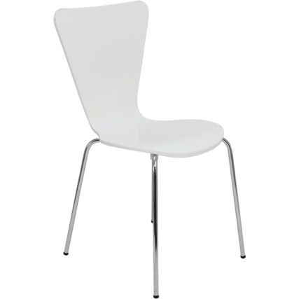 PICASSO H/D WOODEN CAFETERIA CHAIR - WHITE/CHROME