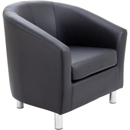 TUB ARMCHAIR WITH METAL FEET - BLACK PU