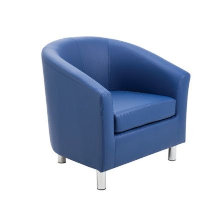 TUB ARMCHAIR WITH METAL FEET - DARK BLUE PU