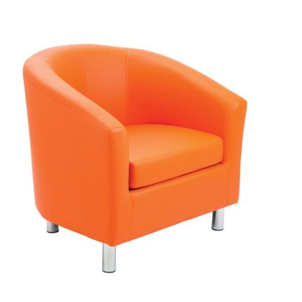 TUB ARMCHAIR WITH METAL FEET - ORANGE PU