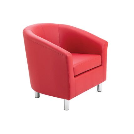 TUB ARMCHAIR WITH METAL FEET - RED PU