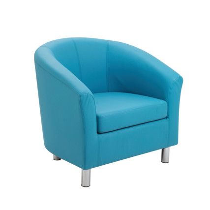 TUB ARMCHAIR WITH METAL FEET - SKY BLUE PU