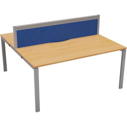 2 Person Double Bench Desk with Cable Port, Silver/Beech, 1200 x 800mm