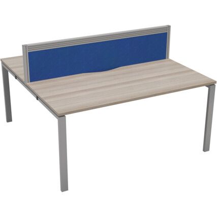 2 Person Double Bench Desk with Cable Port, Silver/Grey Oak, 1200 x 800mm