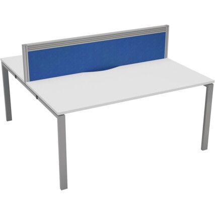 2 Person Double Bench Desk with Cable Port, Silver/Oak, 1200 x 800mm