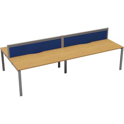 4 Person Double Bench Desk with Cable Port, Silver/Oak, 1200 x 800mm