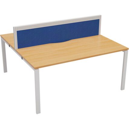 2 Person Double Bench Desk with Cable Port, White/Beech, 1200 x 800mm