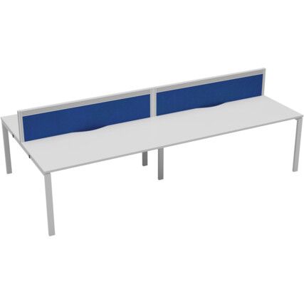 4 Person Double Bench Desk with Cable Port, White, 1200 x 800mm