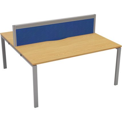 2 Person Double Bench Desk with Cable Port, Silver/Oak, 1400 x 800mm