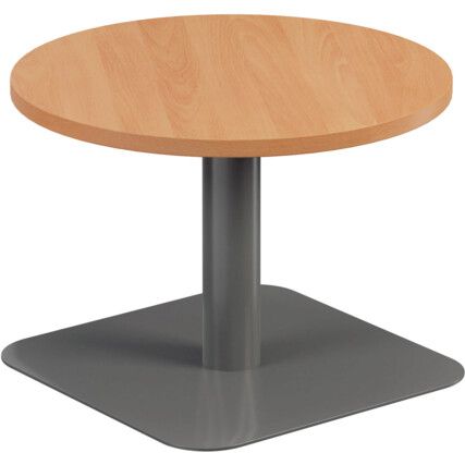 Circular Contract Table, Beech/Silver, 430mm High