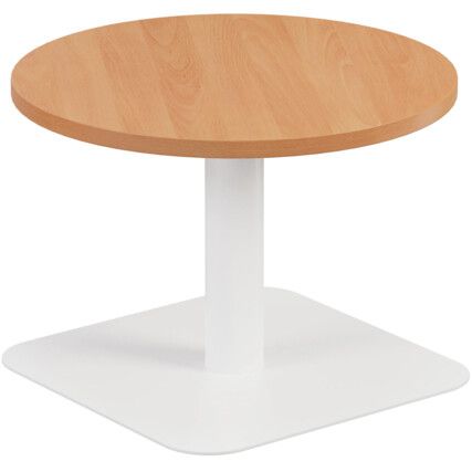 Circular Contract Table, Beech/White, 430mm High