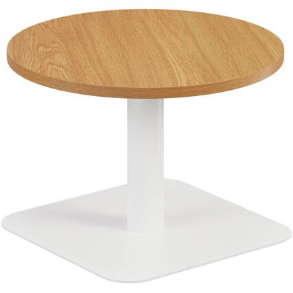 Circular Contract Table, Oak/White, 430mm High