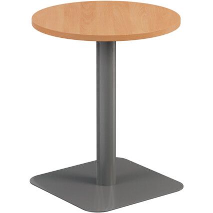 Circular Contract Table, Beech/Silver, 725mm High