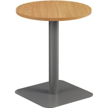 Circular Contract Table, Oak/Silver, 725mm High