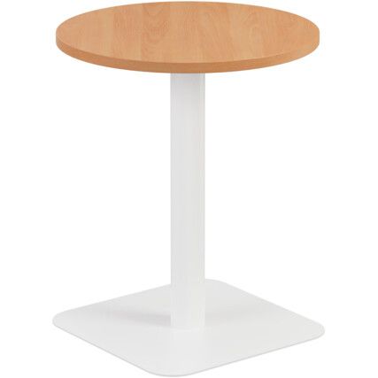 Circular Contract Table, Beech/White, 725mm High