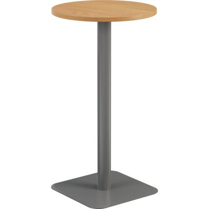 Circular Contract Table, Oak/Silver, 1105mm High