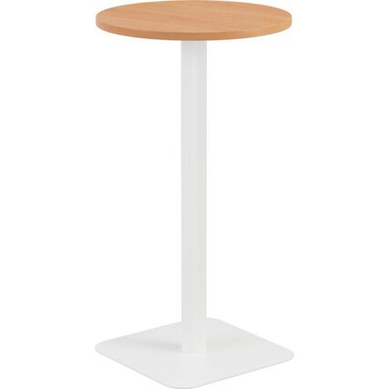 Circular Contract Table, Beech/White, 1105mm High