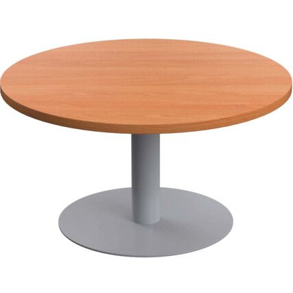 Circular Contract Table, Beech/Silver, 430mm High