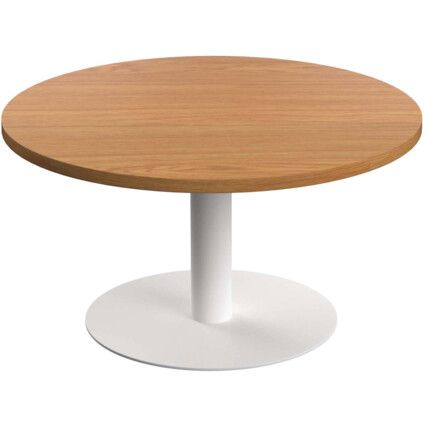 Circular Contract Table, Oak/White, 430mm High