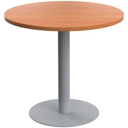 Circular Contract Table, Beech/Silver, 725mm High