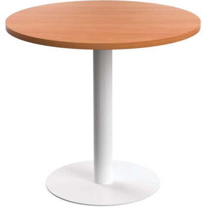 Circular Contract Table, Beech/White, 725mm High