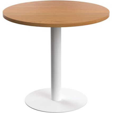 Circular Contract Table, Oak/White, 725mm High