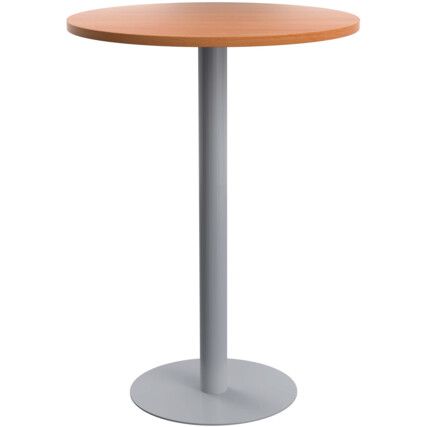 Circular Contract Table, Beech/Silver, 1105mm High