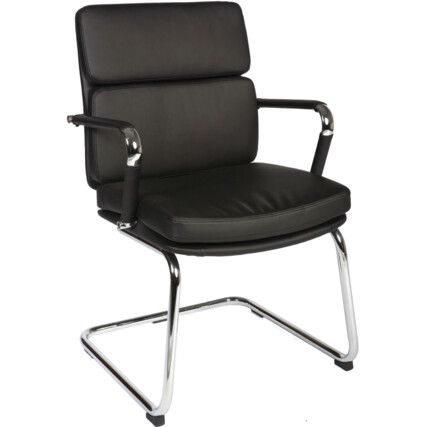 Deco Visitors Chair Cantilever Faux Leather Black