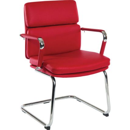 Deco Visitors Chair Cantilever Faux Leather Red