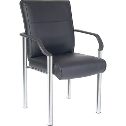 GREENWICH RECEPTION CHAIR LEATHER FACED BLACK