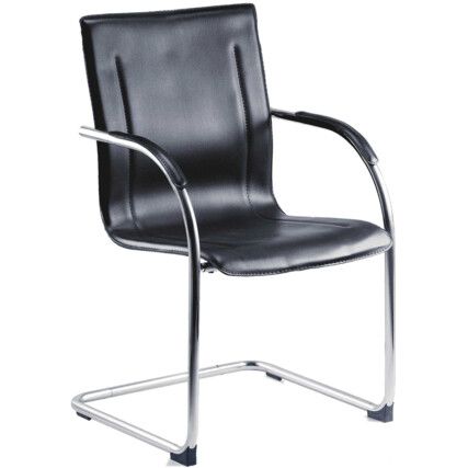 GUEST VISTORS CHAIR LEATHER LOOK CANTILEVER BLACK