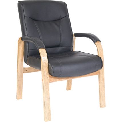 Kingston Visitors Chair Leather Faced Oak/Black