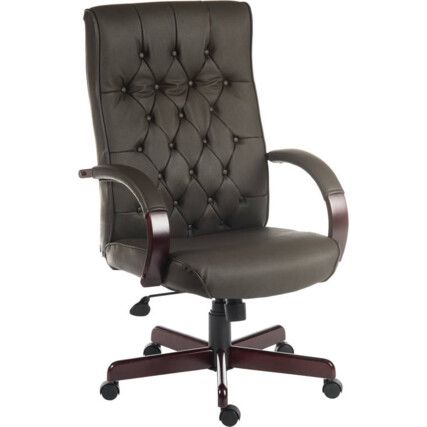 Warwick Button Back Leather Chair Mahogany/Brown