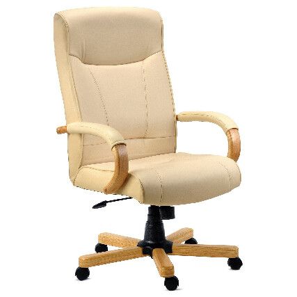 EXECUTIVE HIGH BACKED CREAM LEATHER CHAIR